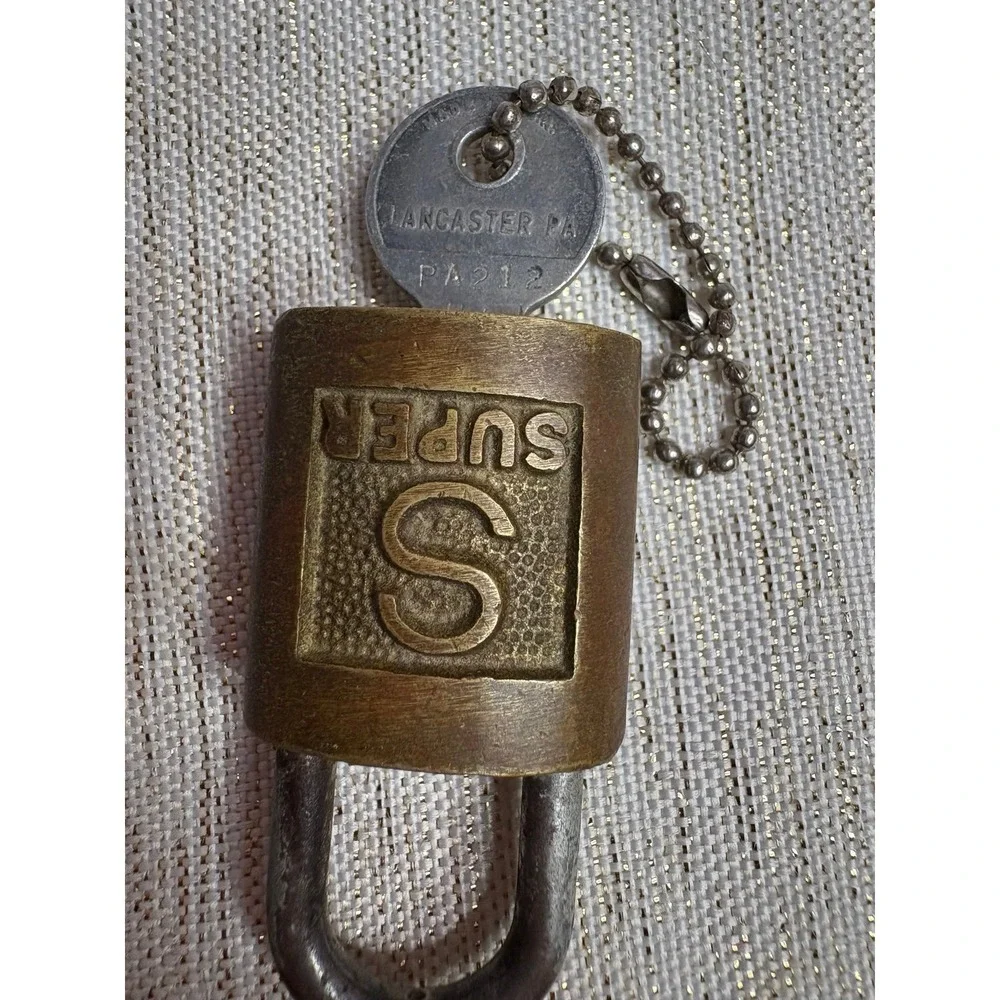 Vintage Super S Brass Padlock - with key